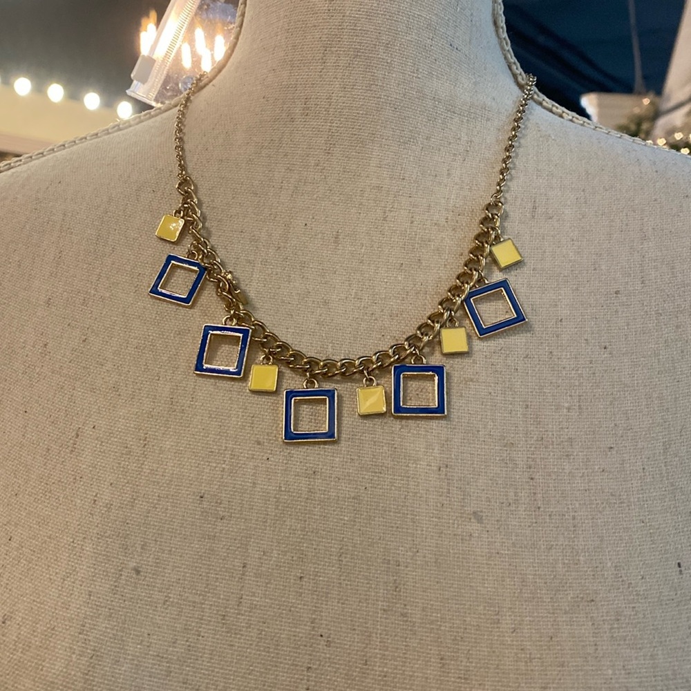 Yellow & Blue Square Necklace